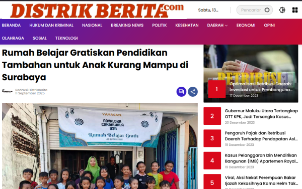 Yayasan Novaloka Cakrawala Asa Diliput Distrik Berita